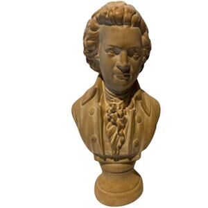 Vintage Mozart Bust 12" Art‎ Sculpture Statute Beige Classical Music Figure